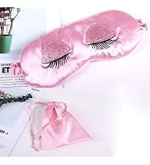 Pink Eye Mask for Sleeping, Satin Blindfold Silk Sleep Mask Smooth Soft Breathable Travel Eye Cov...