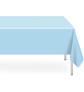 LIKAJON 2 Pack Rectangular Disposable Light Blue Tablecloth, Light Blue Plastic Table Cloths for ...