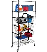 3-Shelf Rolling Adjustable, Heavy Duty Storage Shelving Unit (200 lbs per shelf), Steel Organizer...