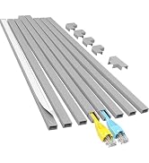 Yecaye Cord Hider, 113in Grey Cord Covers for Wires on Wall, One-Cord Cord Organizer, Easy Instal...