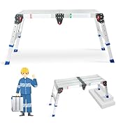 LEADALLWAY Adjustable Work Platform Step Stool 33in(L) x12in(W) x20in(H) Aluminum Platform Ladder...