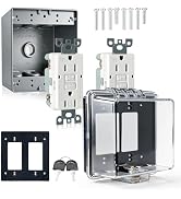 2-Gang Universal Weatherproof GFCI Outlet Cover Kit with Lock,GFI Power Outlet Lock Box with 2 Pa...