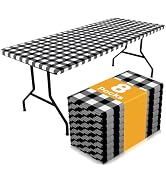 Smiry Picnic Table Cloth 8 Pack, Waterproof Elastic Fitted Tablecloths for 6FT Rectangle Tables, ...