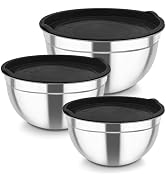 TeamFar Mixing Bowls, Stainless Steel Nesting Salad Bowls & Airtight Lids | For Serving/Mixing/St...