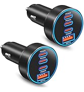 98W USB C Car Charger, 4-Port PD Super Fast Charging Type C Car Charger for Multiple Devices (Black)