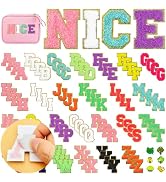 Jongdari Iron On Letters Chenille Letter Patches for Clothing, 2.2'' Varsity Self Adhesive Letter...