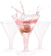 Liacere 24 Pack Pink Plastic Martini Glasses 6.25oz Disposable Cocktail Glasses Margarita Glasses...