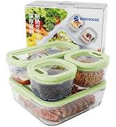 BOROHOUSE 4-Pack Glass Food Storage Containers with Tempered Lids – Borosilicate, Airtight, Oven-...