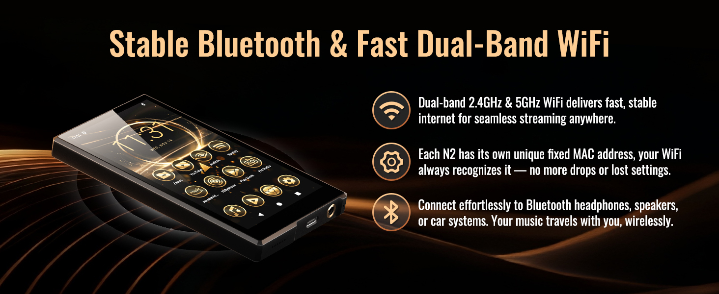 mp3 player with bluetooth and wifi