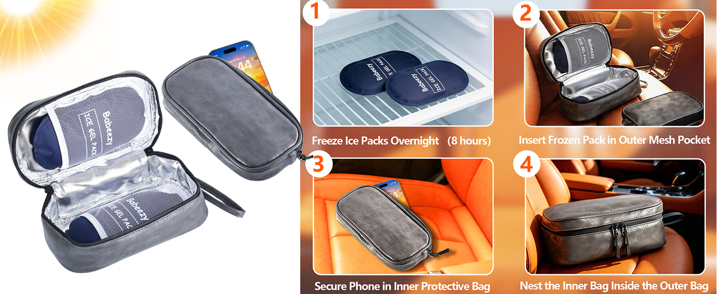 cell phone insulated pouch for heat phone cooling pouch ice pack phone cooler for car