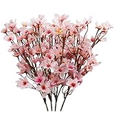 Uieke 4Pcs Artificial Cherry Blossom Flower, Silk Peach Flowers Fake Plants Arrangement for DIY G...