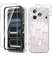 Yskbilm Magnetic Bow Case for iPhone 17 Pro Max,with Screen Protector & Camera Lens Protector, Sl...