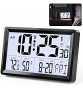 BGYTWEYTD Atomic Clock Alarm Clock with Backlight, 8.7? Battery Powered Clock Auto DST Self-Setti...