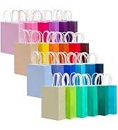 qiqee 48PCS Small Gift Bag with Handles Bulk 24 Colors Paper Party Bags 8.3