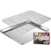 KITCHENATICS Jelly Roll Baking Pan & Cooling Rack - Heavy Duty Aluminum Sheet Pan with Stainless ...