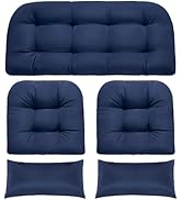 MAGIC ELEPHANT Wicker Chair Cushions, Indoor Outdoor Memory Foam Wicker Furniture Cushion Set of ...