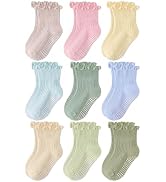 Bearbay Baby Toddler Essentials Non-Slip Crew Socks for Unisex Boys Girls | Full-Sole Silicone Gr...