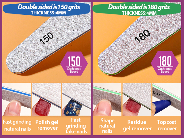 150 and 180 grits nail file
