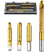 JONMON Countersink Drill Bit Set and HSS Side Cutting Drill Bit, Quick Change Hex Shank Titanium ...