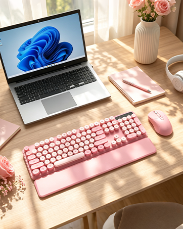 Pink Wireless Keyboard and Mouse Combo