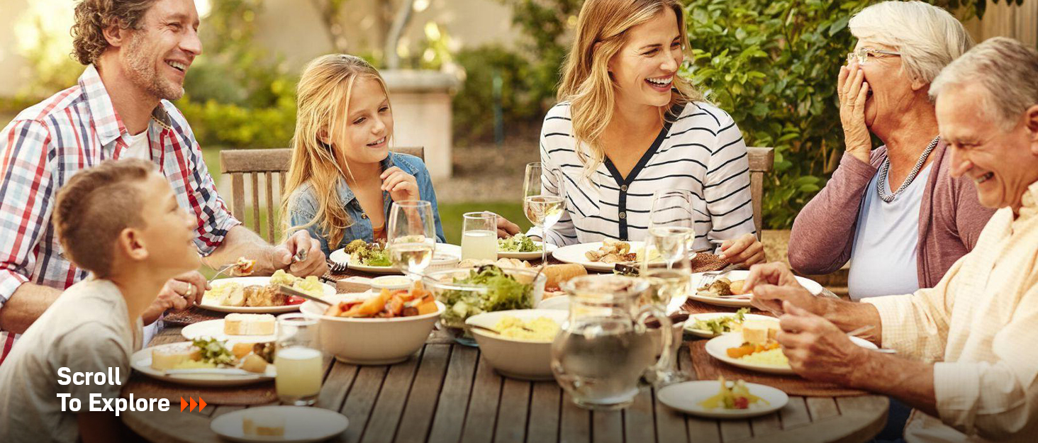 Family meeting outdoors