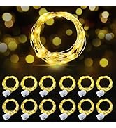 AIKEI 12 Pack Led Fairy Lights Battery Operated String Lights Waterproof Silver Wire 7 Feet 20 Le...