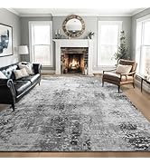 Ompaa Living Room Rug 8x10 Gray Area Rug Machine Washable Abstract Boho Rug Large Rug Non-Slip No...