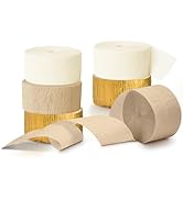 NICROHOME EUR Wedding Decorations, 6 Rolls Ivory White Gold Light Brown Crepe Paper Streamers for...