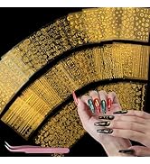 Teenitor 50 Sheets Nail Stickers for Nail Art, Nail Decals Gold Nail Stickers for Kids Women in F...