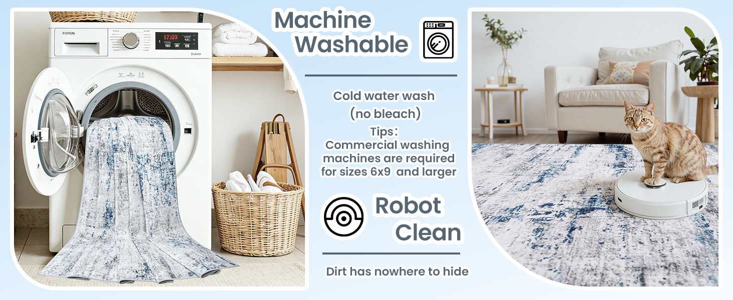 Machine washable living room area rugs