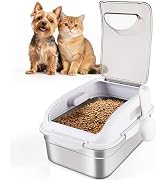ALL FOR PAWS Stainless Steel Pet Food Storage Container with Airtight Lid & Scoop, 304 Stainless ...