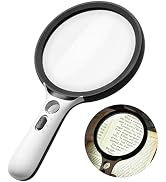Magnifying Glass with Light Large, 20X 30X Handheld Illuminated Lighted Magnifier 24LED 1UV Light...