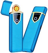 Electronic Lighter, Electric Lighter Windproof USB Rechargeable Slim Coil Lighter with Smart Fing...