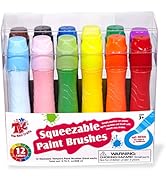 TBC The Best Crafts 12 Colors Squeezable Brush Paints for Kids Early Learning, Washable Tempera P...