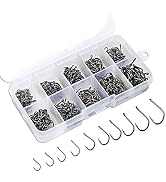 VIPMOON 500 Pcs Fishing Hooks,10 Sizes of High-Carbon Fish Hooks with Barbed,Portable Plastic Box...