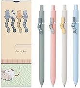 4PCS Cute Cat Retractable Gel Pens Set, Quick Dry Black Ink Fine Point Roller Ball Gel Ink Pen fo...