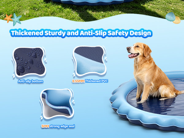 Meowant Splash Pad, Dog Pool, Not-Slip Sprinkler Play Mat