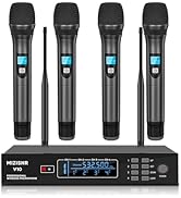 MIZISNR 4 Channel Wireless Microphone System, Professional UHF Cordless Handheld Microphones set ...