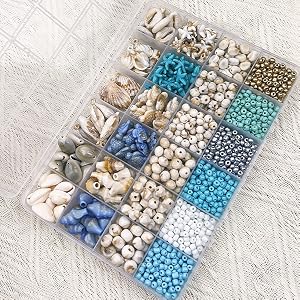 Ocean Beach Bead with 24 Grid Plastic Case