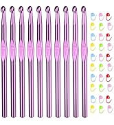 Aeelike 10pcs Size K / 6.5mm Crochet Hooks,Aluminum Crochet Needles and 30pcs Stitch Markers for ...