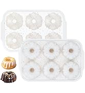 CAKETIME Mini Fluted Tube Pan with Metal Reinforced Frame, 6-Cavity Silicone Nonstick Small Cake ...
