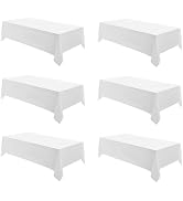 Aocoz Rectangle Tablecloths 90x132 Inch 6 Pack White Tablecloth Washable Decorative Linen Polyest...