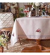 ARTABLE Print Tablecloth Vintage Classic Flower Ribbon Pattern Waterproof for Dinner Table Kitche...
