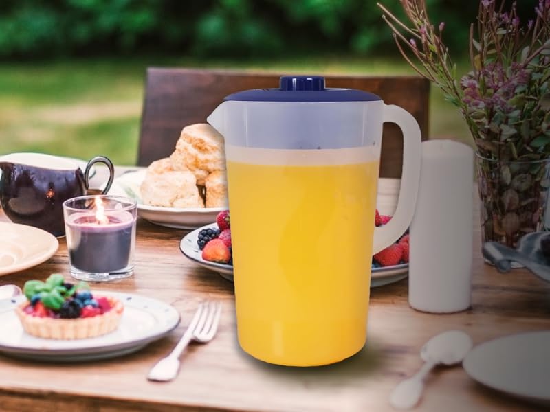 Durable BPA-free beverage pitcher for fridge, perfect for water, tea, and juice, dishwasher safe.