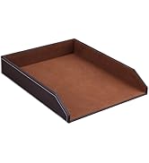 KINGFOM Letter Tray, PU Leather Paper Organizer Tray for Desk, Paper Organizer Storage Holder for...
