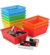 10 Pack Mini Storage Baskets Bins, Plastic Organizer Basket, Colorful Shelf and Desk Make-up Stor...