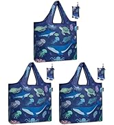 HOLYLUCK Reusable Grocery Bags,Heavy Duty Foldable Shopping Tote Bag (Standard, 3 Whales)