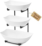 Lifewit Plastic Fruit Bowl for Kitchen Counter, 3 Tier Fruit Basket with Black Metal Stand, Tiere...