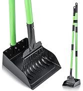 MXF Pooper Scooper, Dog Pooper Scooper Long Handle Stainless Metal Tray and Rake Set for Medium S...