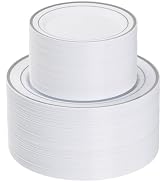 Goodluck 200PCS Silver Plastic Plates,Heavy Duty Disposable Silver Plates with 100 10.25 inch Din...